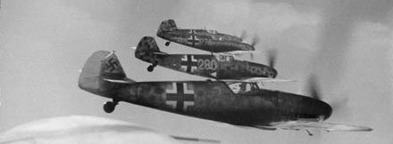 Duitse Messerschmitts in de lucht.
